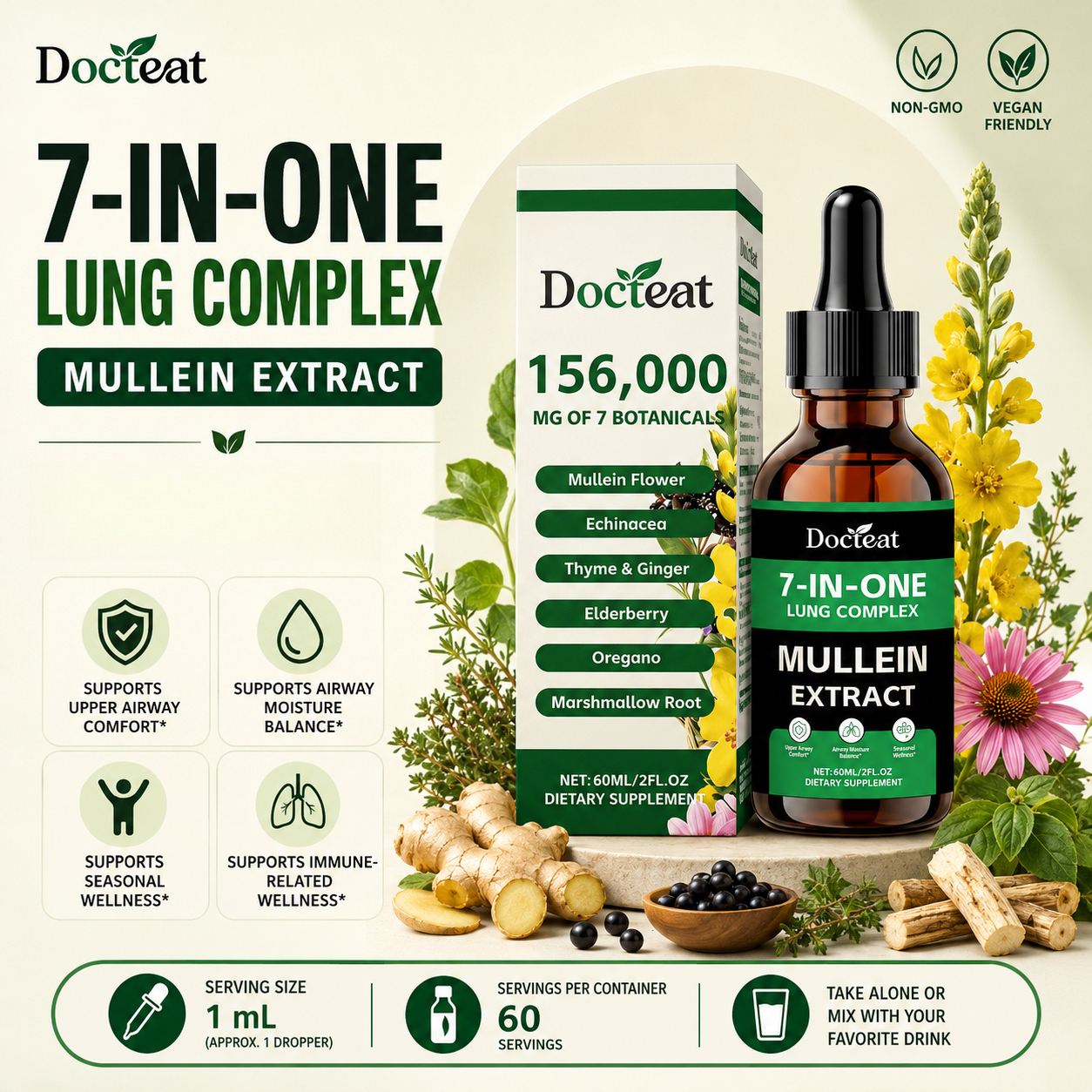 Docteat 7-in-1 Mullein Extract - Herbal Wellness recensie en prijs